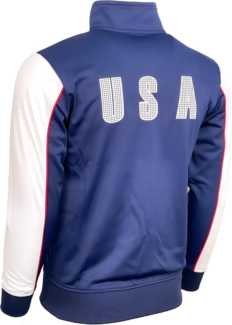 Just 4 Kicks Boy's USA Track Jacket, U.S. Full Zip Sweater Jacket For Kids - Image 4